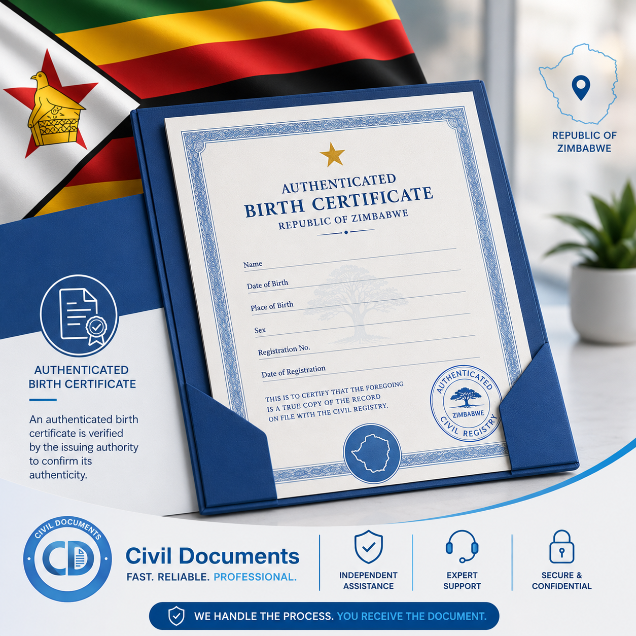 Authenticated Zimbabwe Birth Certificate