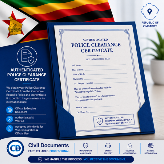 Authenticated Zimbabwe Police Clearance Certificate