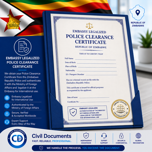 Embassy Authenticated Zimbabwe Police Clearance Certificate