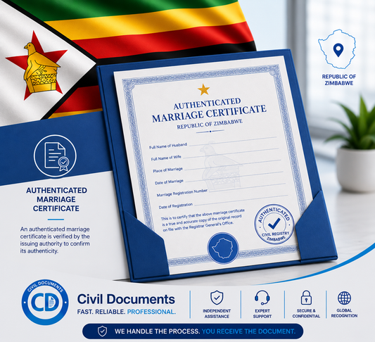 Authenticated Zimbabwe Marriage Certificate