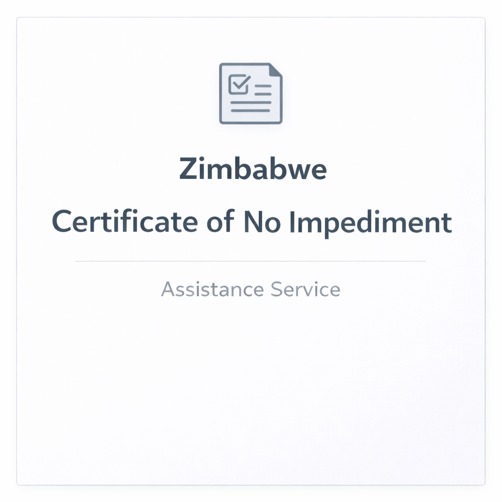 Zimbabwe Certificate of No Impediment